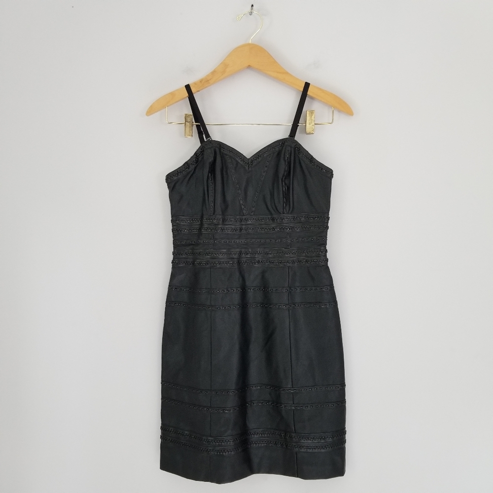 Guess Faux Leather Mini Bodycon Dress Black Goth Sz 4